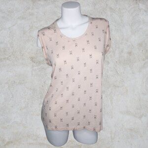 Banana Republic Blush Pink Malibu Tee with Dogs